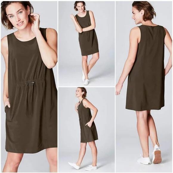 J. Jill Fit Dresses & Skirts - J.Jill Fit Olive Green Pullover On the Go Knee Length Athleisure Dress Women's L